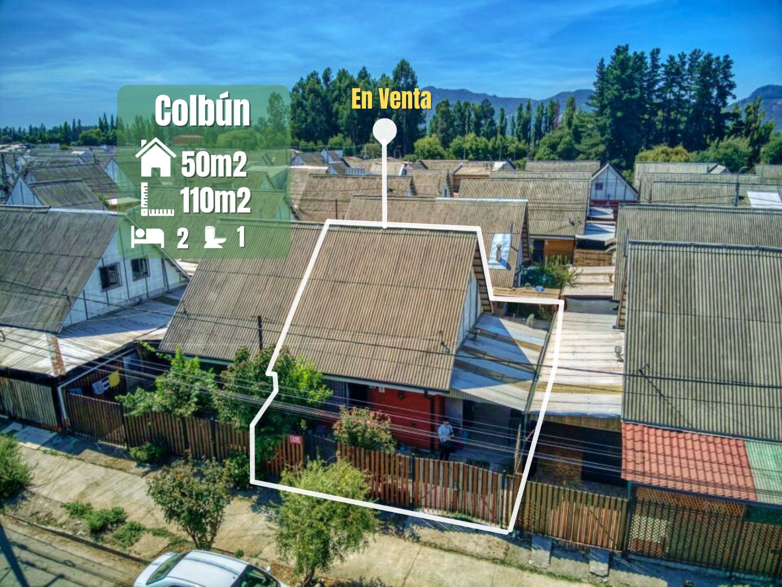 Casa 2 dormitorios en venta en Colbún, 2 dormitorios, 50 m² — vista principal