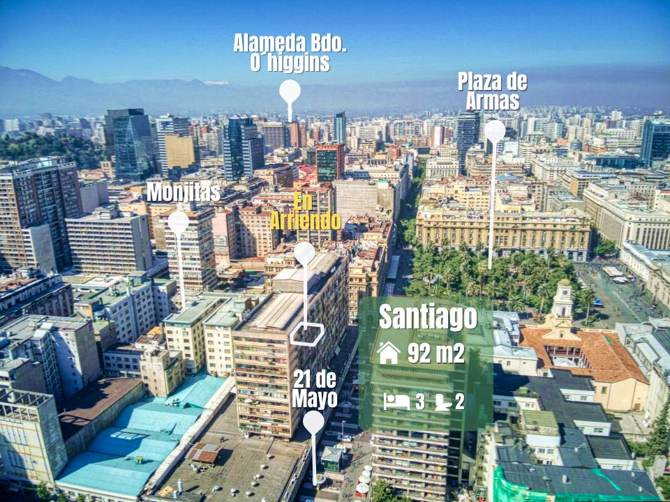 Departamento en arriendo en el Corazón de Santiago — vista principal