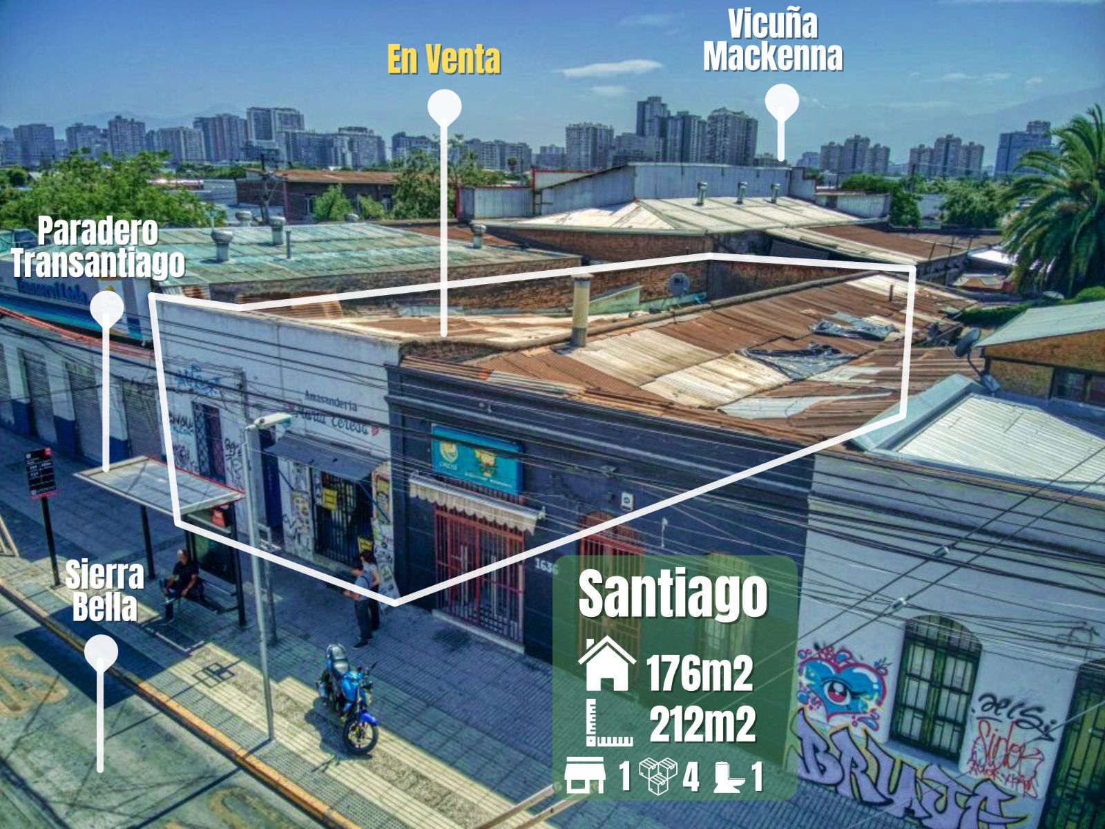 Local con patio en venta en Santiago, 212 m² — vista principal